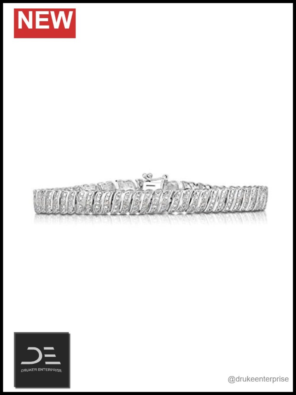 Rhodium Plated Sterling Silver Tennis Bracelet - Diamond
